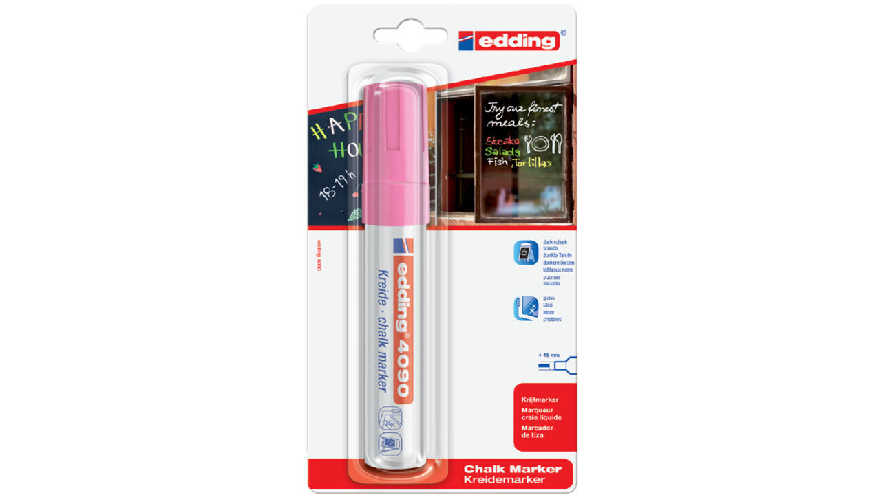 Krijtstift edding 4090 window schuin 4-15mm neon roze blister à 1 stuk