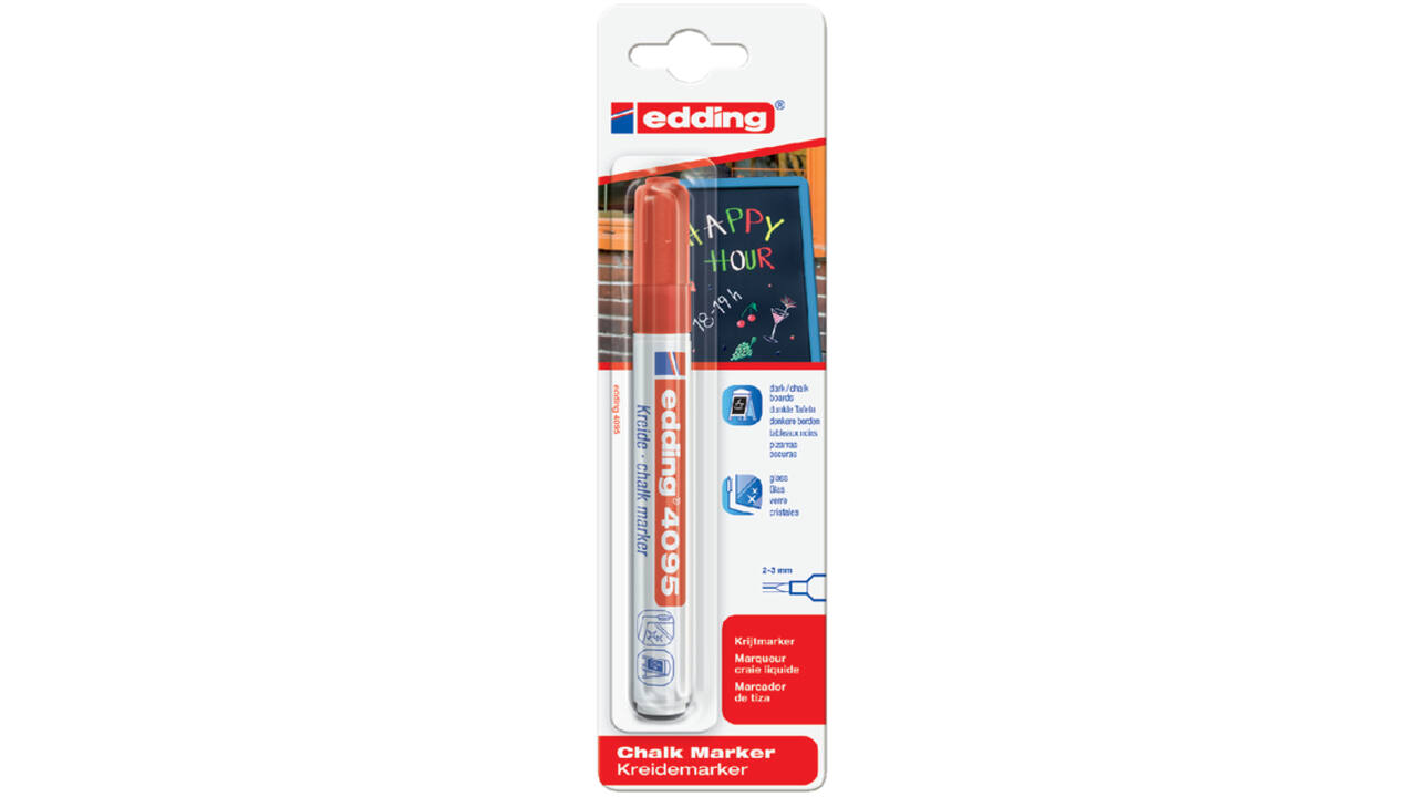 Krijtstift edding 4095 rond 2-3mm rood blister à 1 stuk
