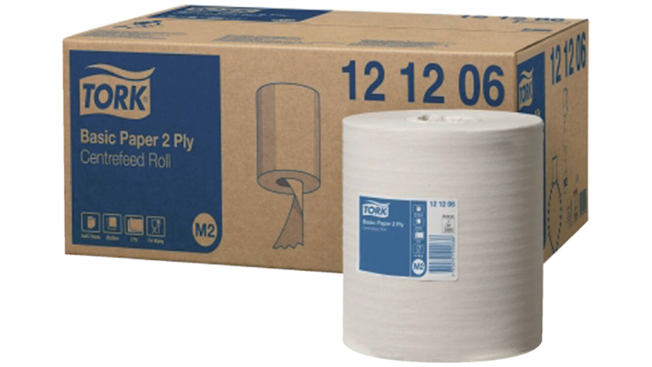 Poetsrol Tork Basic M2 centerfeed multifunctioneel 2-laags 160m wit 121206