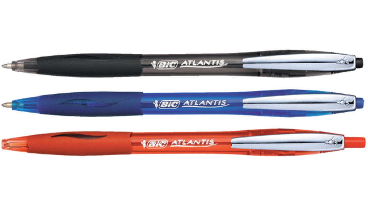 Balpen Bic Atlantis soft metalen clip clic medium zwart