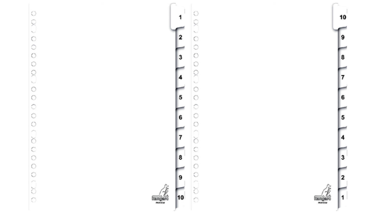 Tabbladen Kangaro 23-gaats PK410CM 1-10 genummerd karton