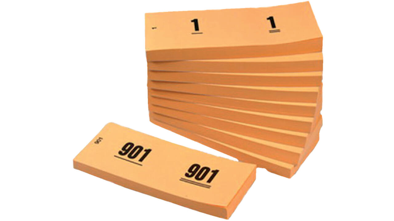 Nummerblok 42x105mm nummering 1-1000 oranje 10 stuks