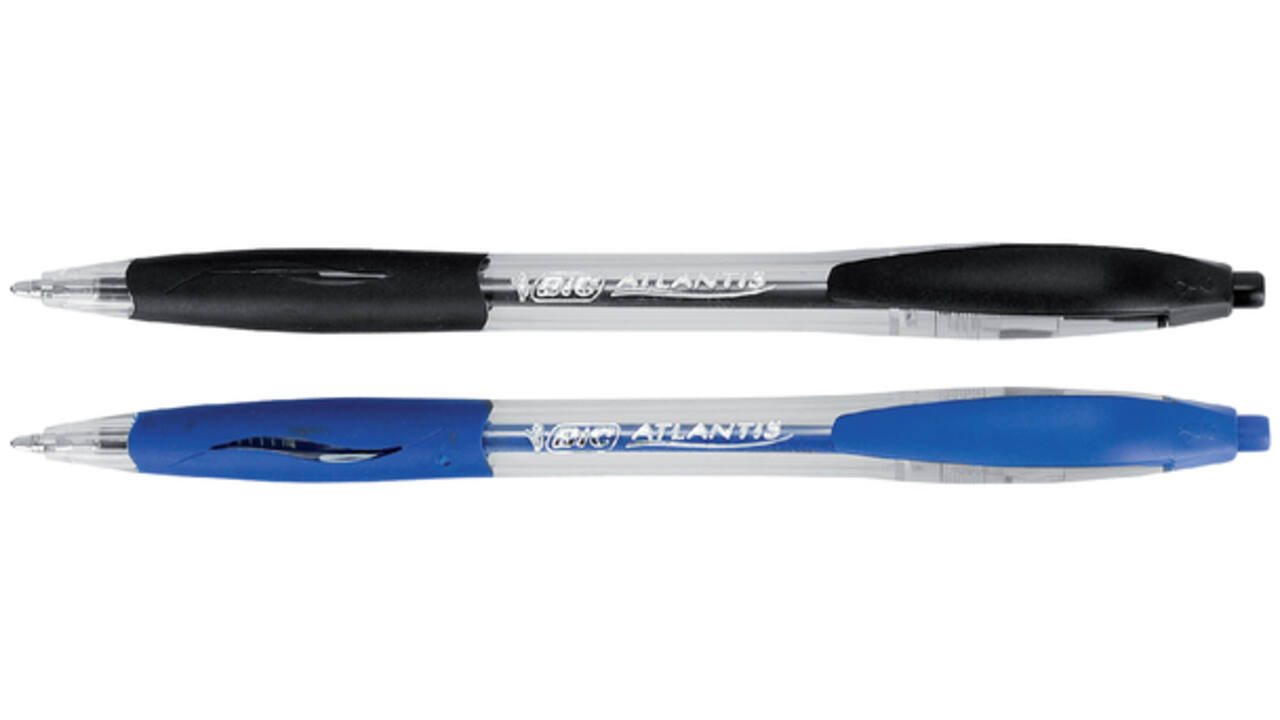 Balpen Bic Atlantis classic grip clic medium zwart valuepack 30+6 gratis