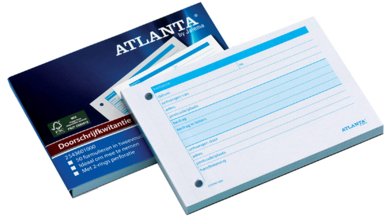 Kwitantieboekje Djois Atlanta A6 doorschrijf 50x2vel
