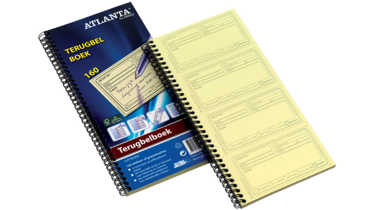 Terugbelboek Djois Atlanta recycled papier 74x128mm 400notities 100vel