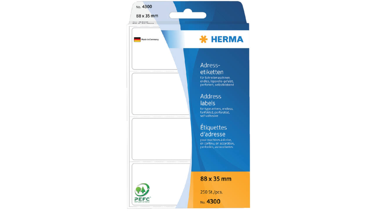 Etiket HERMA adres 4300 88x35mm 250stuks zig-zag