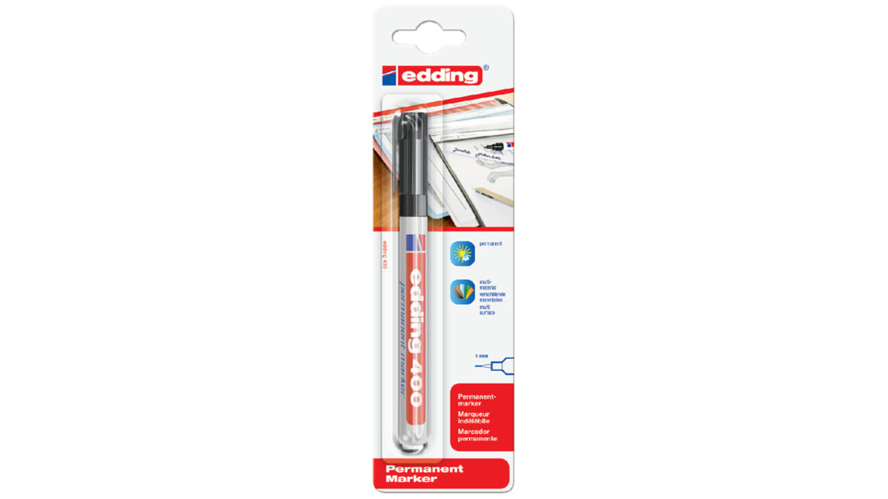 Viltstift edding 400 rond 1mm zwart blister à 1 stuk