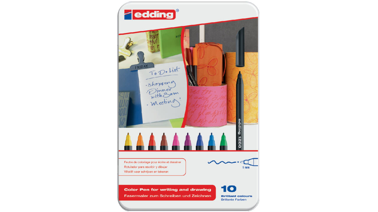 Fineliner edding 1200 fijn assorti blik à 10 stuks