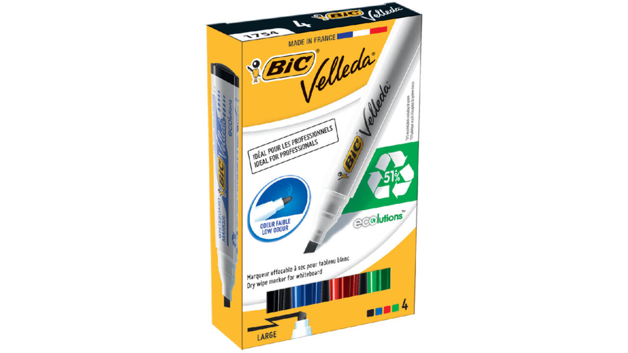 Viltstift Bic Velleda 1751 whiteboard schuin large zwart