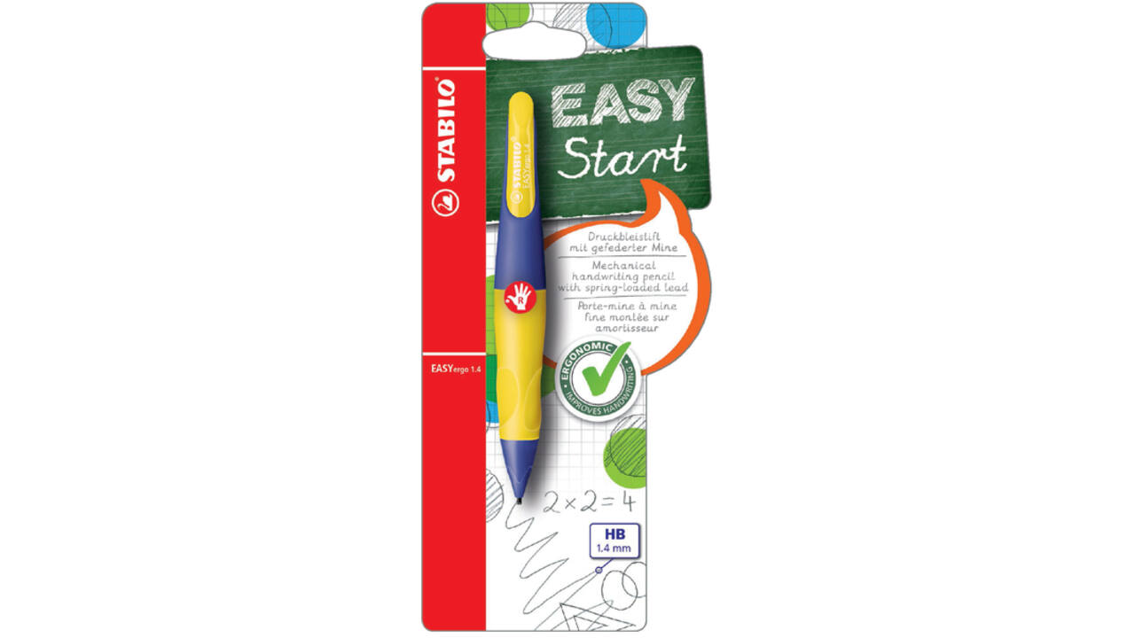 Vulpotlood STABILO Easyergo HB 1.4mm rechtshandig paars/neon geel blister à 1 stuk