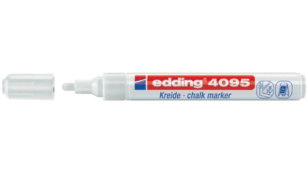 Krijtstift edding 4095 rond 2-3mm wit blister à 5 stuks
