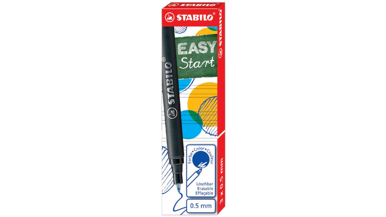 Rollerpenvulling STABILO Easyoriginal medium blauw doosje à 3 stuks