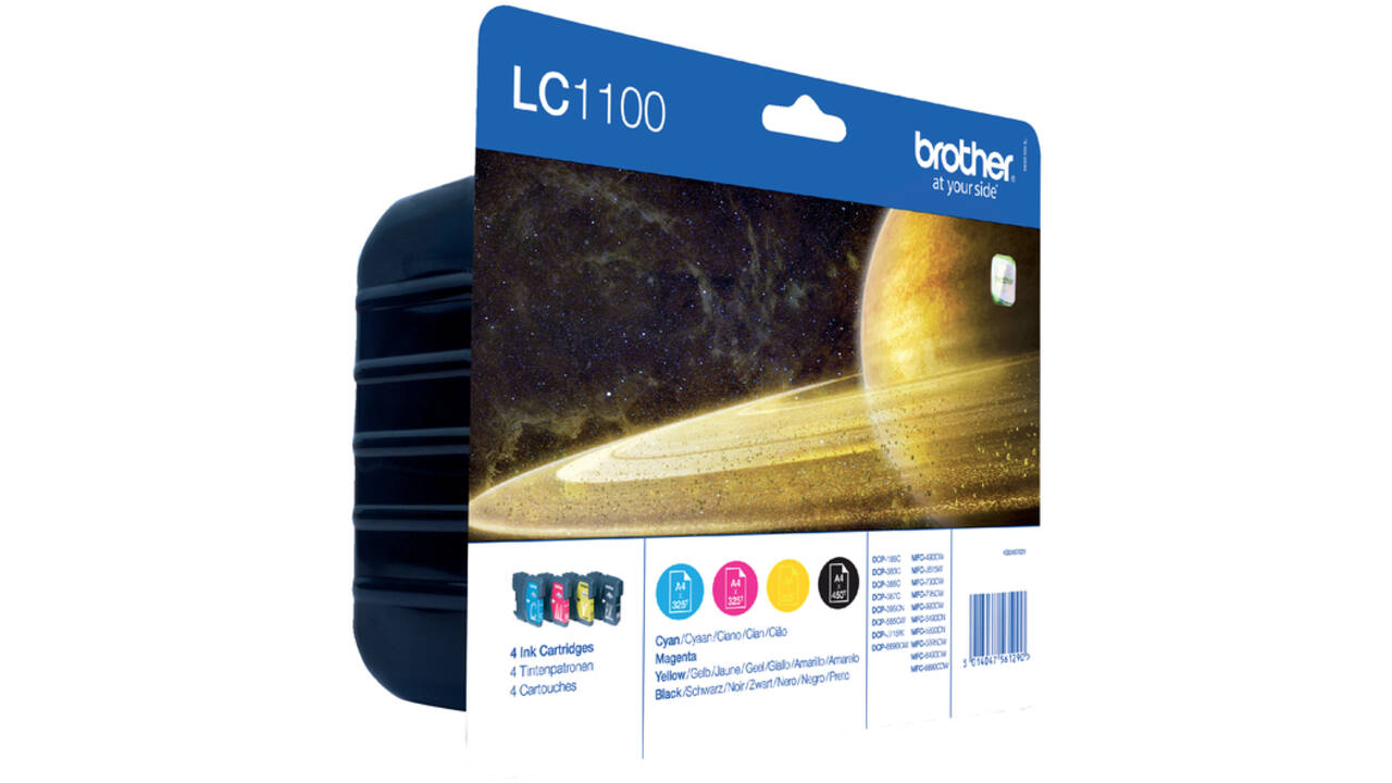 Inktcartridge Brother LC-1100VALBP zwart + 3 kleuren