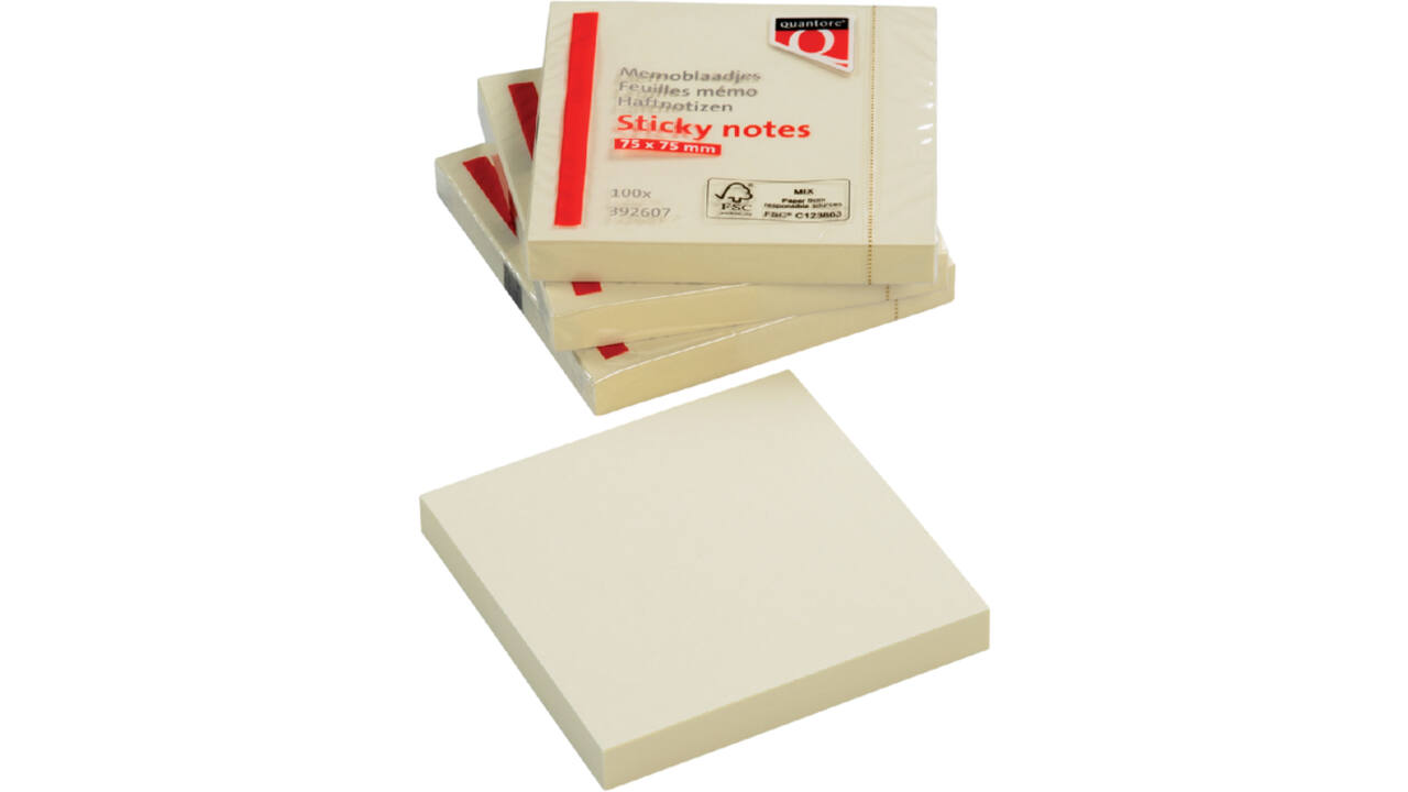 Memoblok Quantore 76x76mm geel