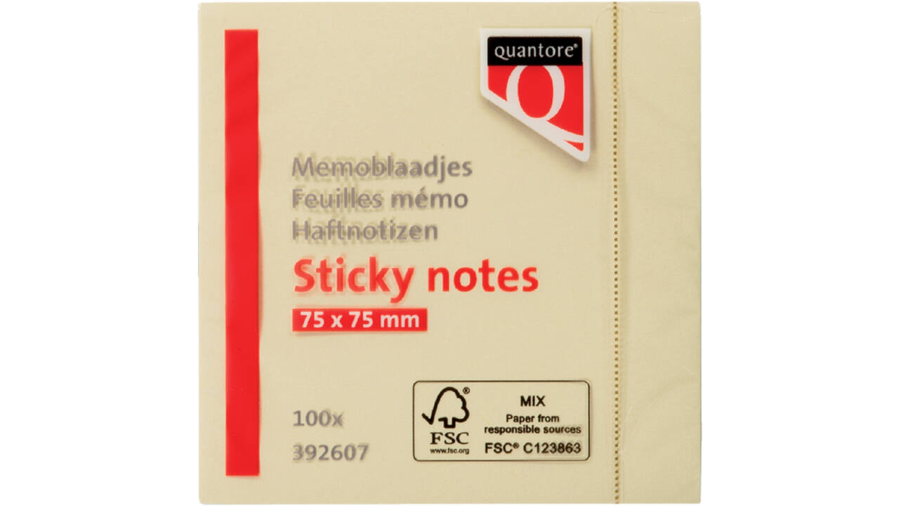 Memoblok Quantore 76x76mm geel