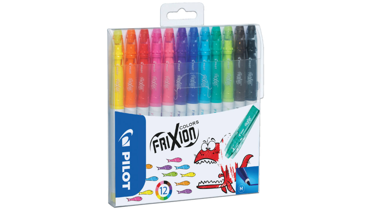 Viltstift PILOT friXion Colors medium assorti etui à 12 stuks