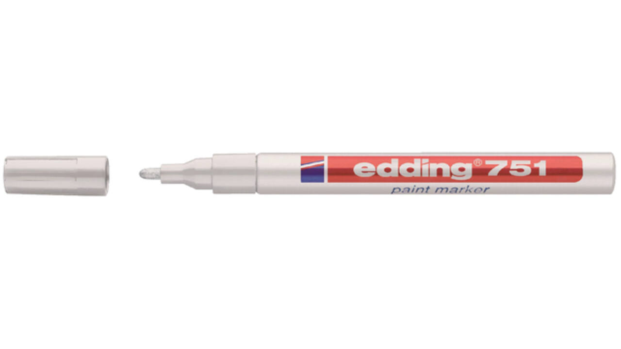 Viltstift edding 751 lakmarker rond 1-2mm wit