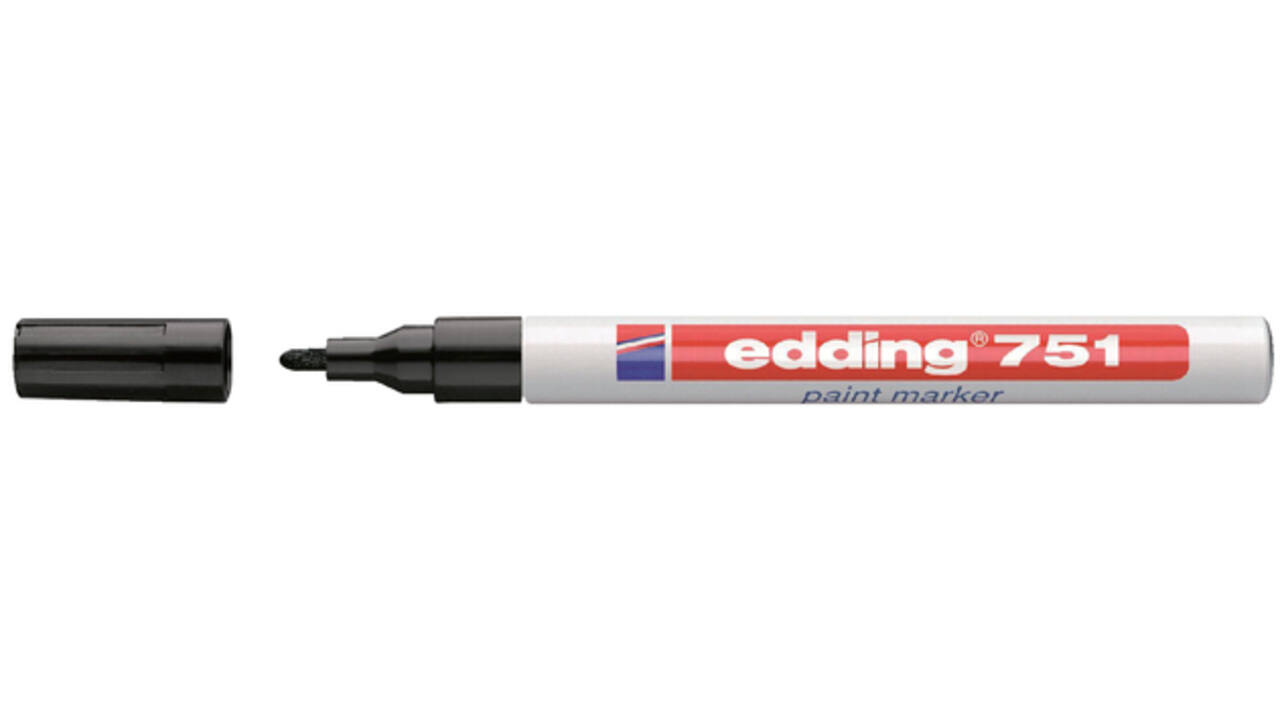 Viltstift edding 751 lakmarker rond 1-2mm zwart