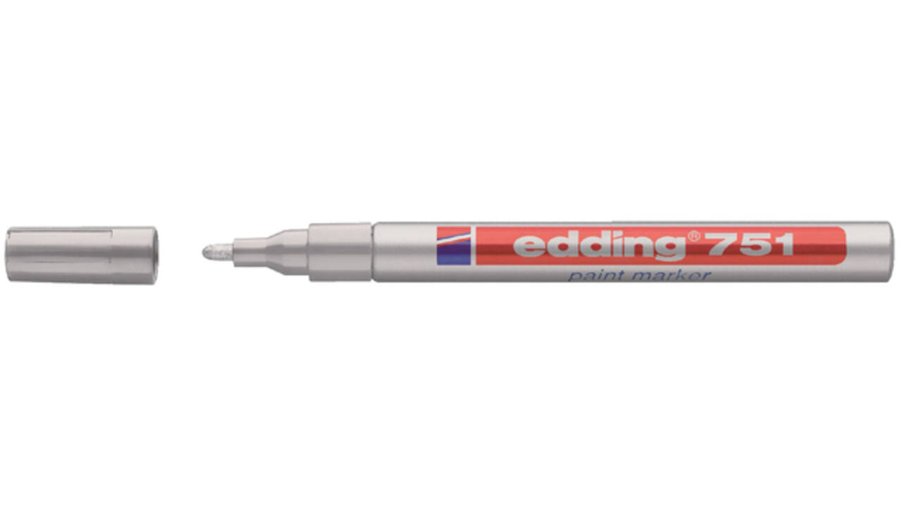 Viltstift edding 751 lakmarker rond 1-2mm zilver