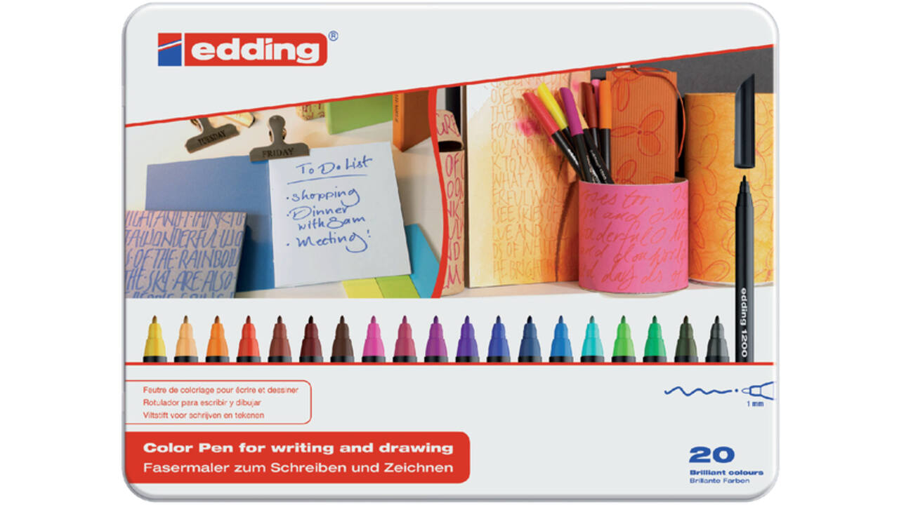 Fineliner edding 1200 fijn assorti blik à 20 stuks