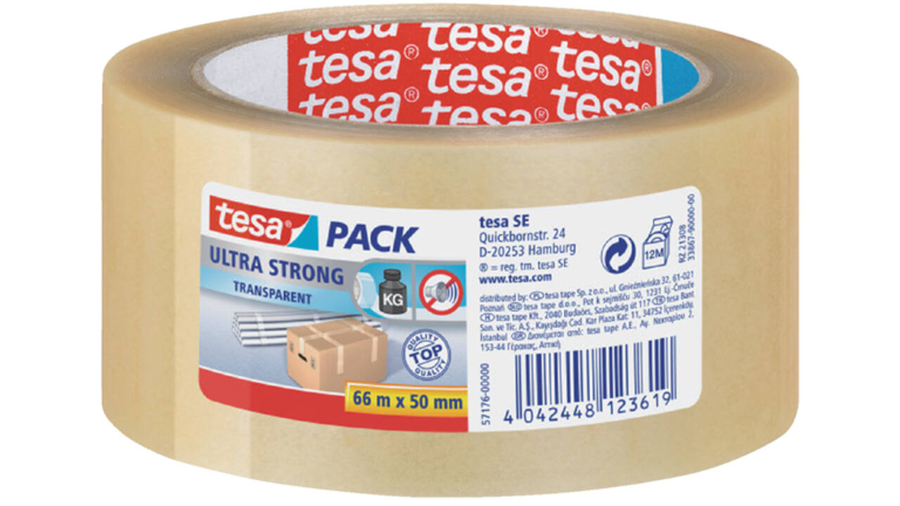 Verpakkingstape tesapack® Ultra Strong 66mx50mm transparant