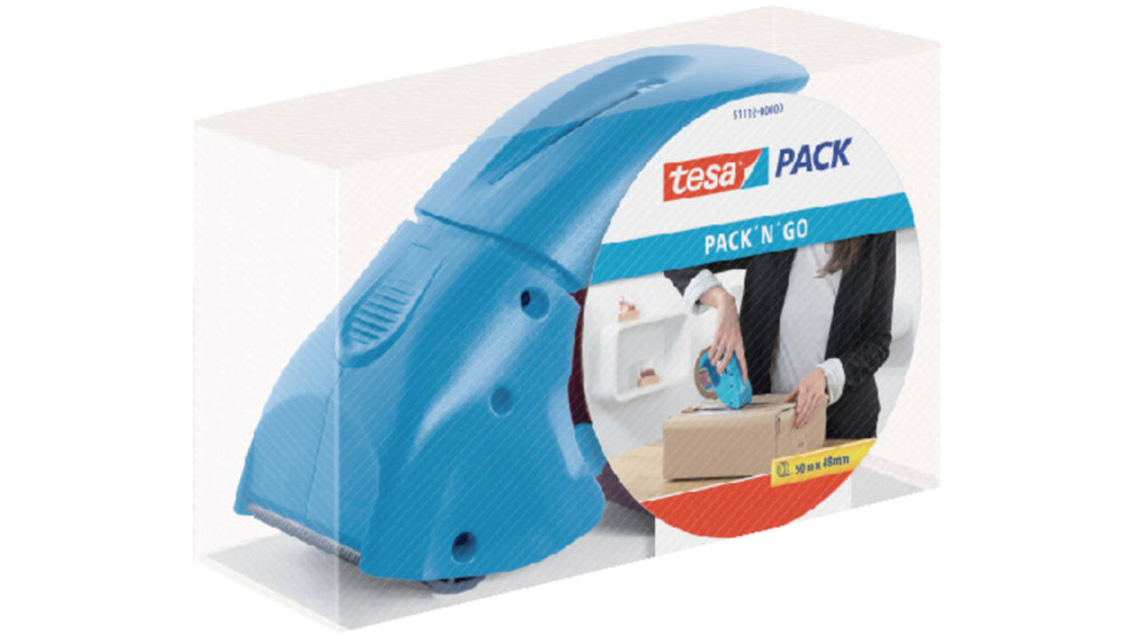 Verpakkingstape dispenser tesapack® pack-n-go blauw