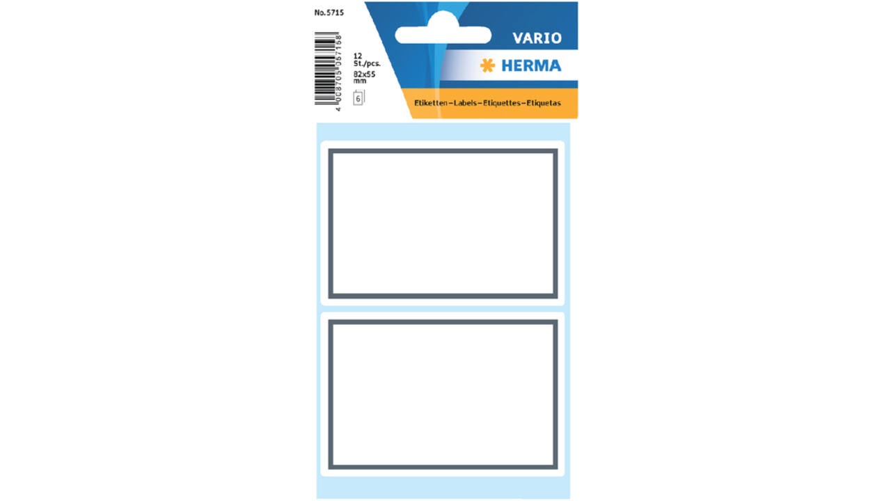 Etiket HERMA 5715 53x80mm schrift grijs kader 12stuks