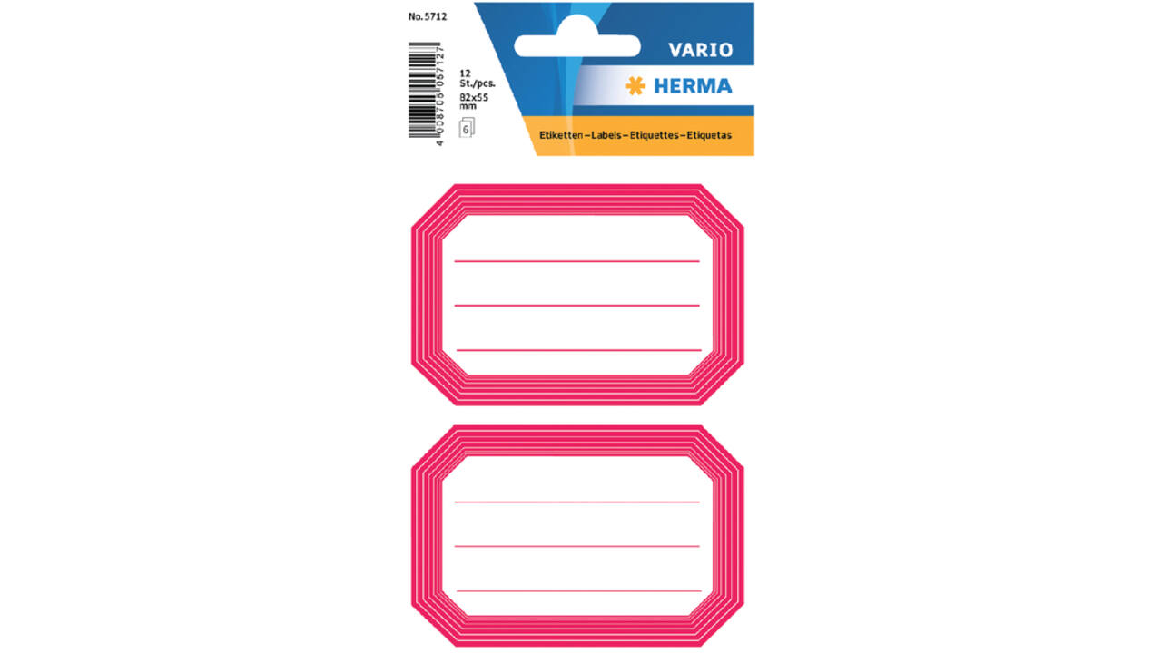 Etiket HERMA 5712 82x55mm schrift rode rand 12stuks