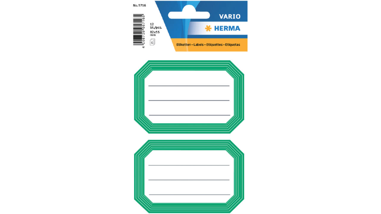 Etiket HERMA 5716 82x55mm schrift groene rand 12stuks