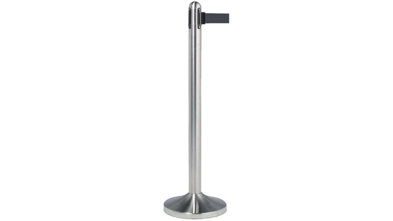 Afzetpaal Securit RVS met rolband 210cm zwart