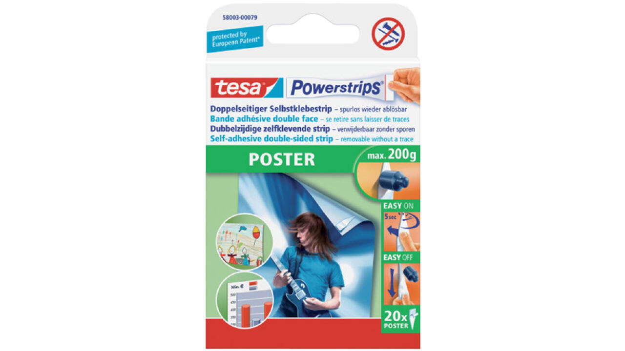 Kleefstrips tesa Powerstrips® poster dubbelzijdig 20 stuks blister