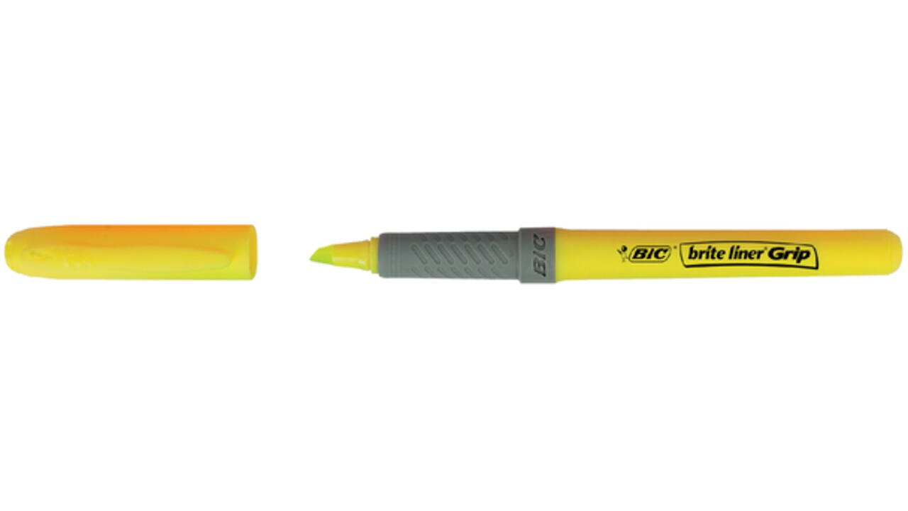 Markeerstift Bic brite liner grip geel