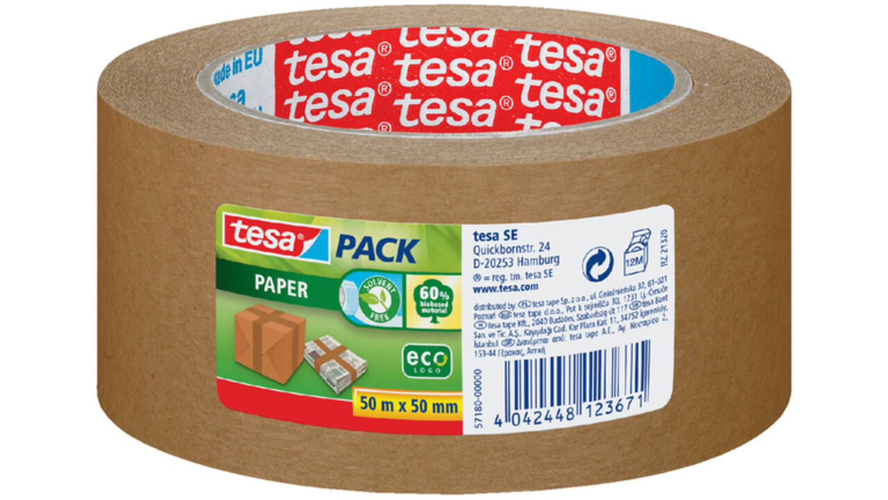 Verpakkingstape tesapack® papier ecoLogo® 50mx50mm bruin