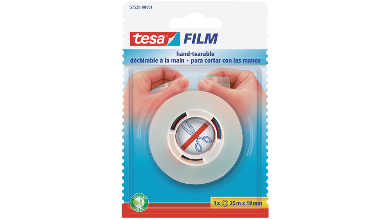 Plakband tesafilm® 25mx19mm handscheurbaar transparant