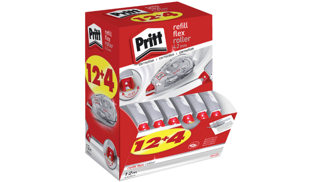 Correctieroller Pritt 4.2mmx12m flex navulbaar doos à 12+4 gratis