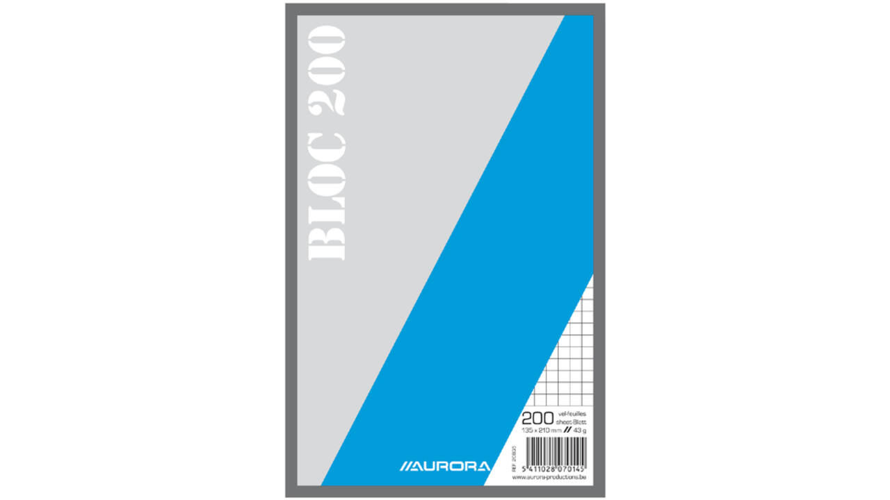 Kladblok Aurora 135x210mm ruit 5X5mm 200 vel 45gr