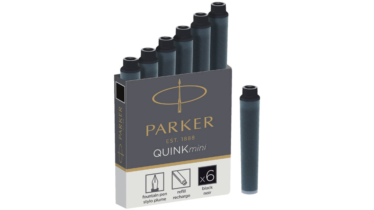 Inktpatroon Parker Quink mini tbv Parker esprit zwart pak à 6 stuks