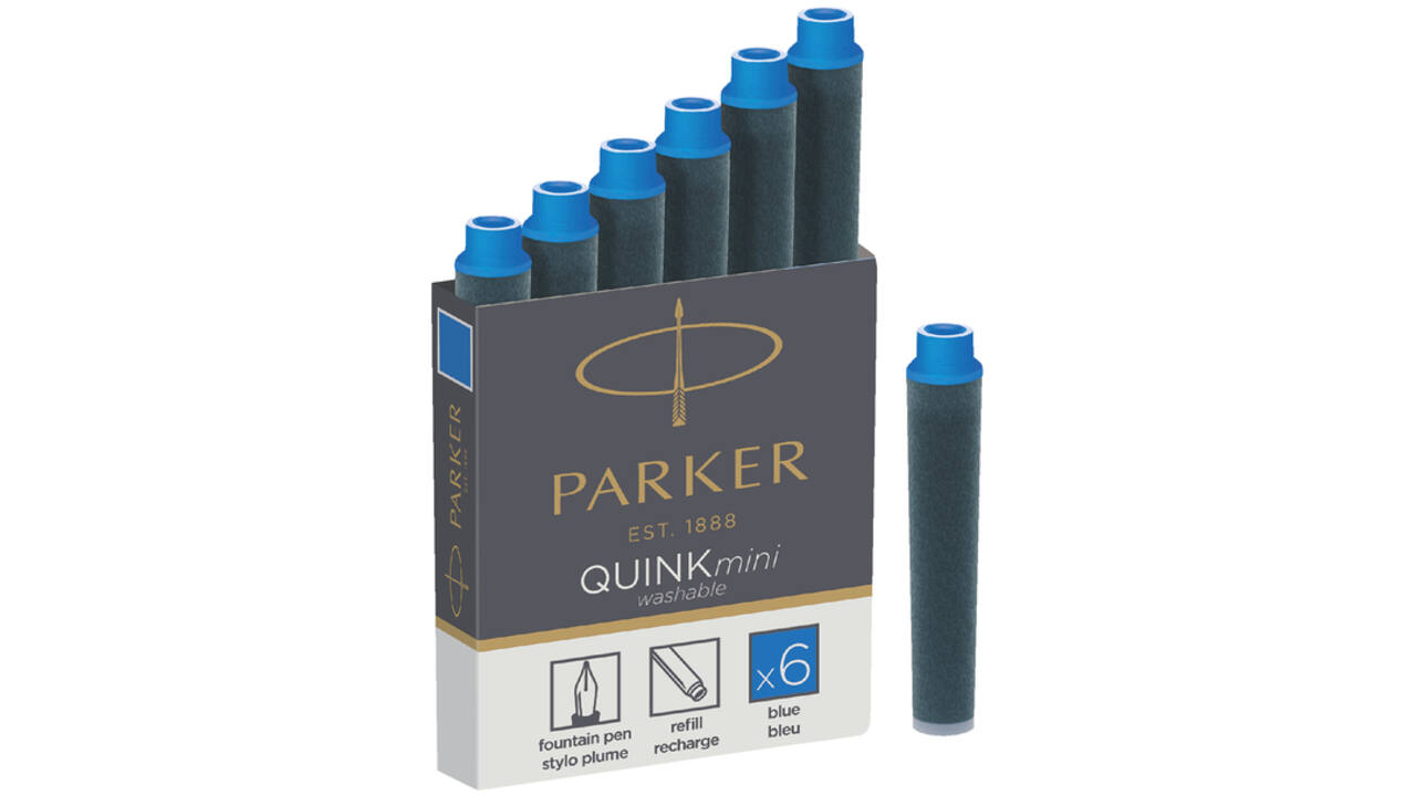 Inktpatroon Parker Quink mini tbv Parker esprit koningsblauw pak à 6 stuks