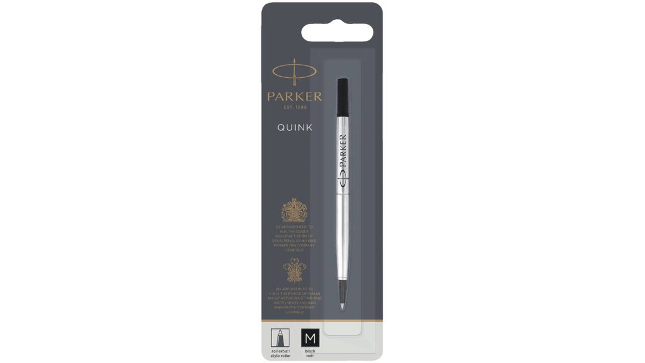 Rollerpenvulling Parker Quink medium zwart blister à 1 stuk