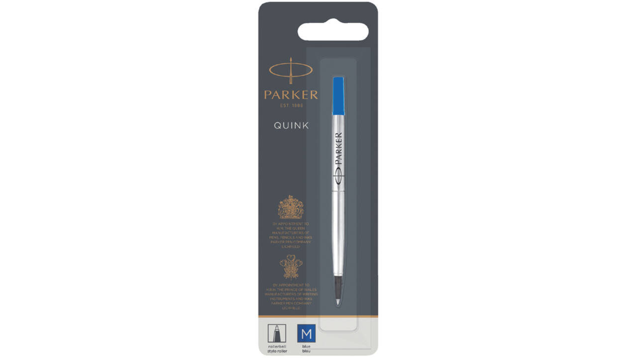 Rollerpenvulling Parker Quink medium blauw blister à 1 stuk
