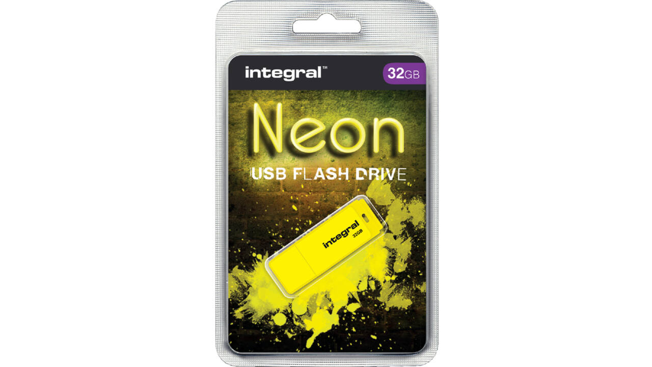 USB-stick 2.0 Integral 32GB neon geel