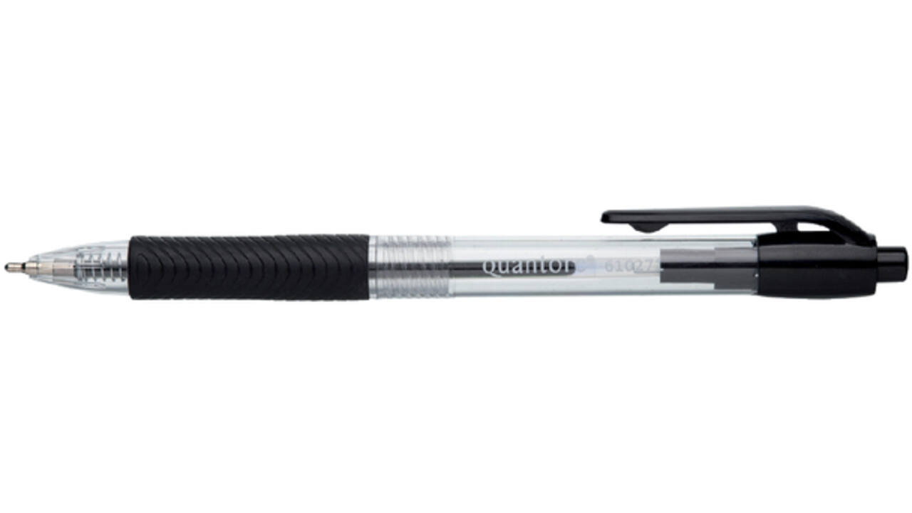Balpen Quantore Grip drukknop zwart medium
