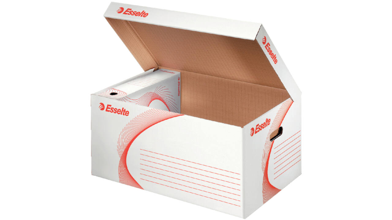 Archief- en transportdoos met deksel Esselte 365x250x550mm wit