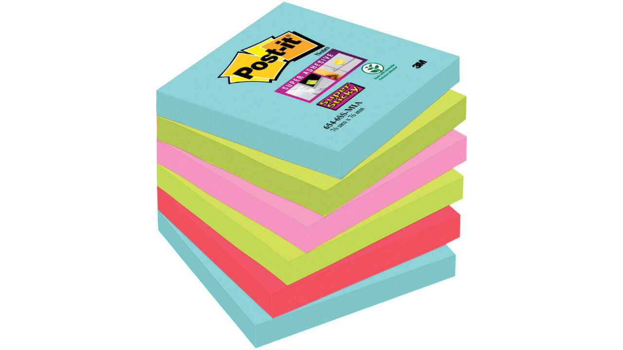 Memoblok Post-it 654 Super Sticky 76x76mm Miami
