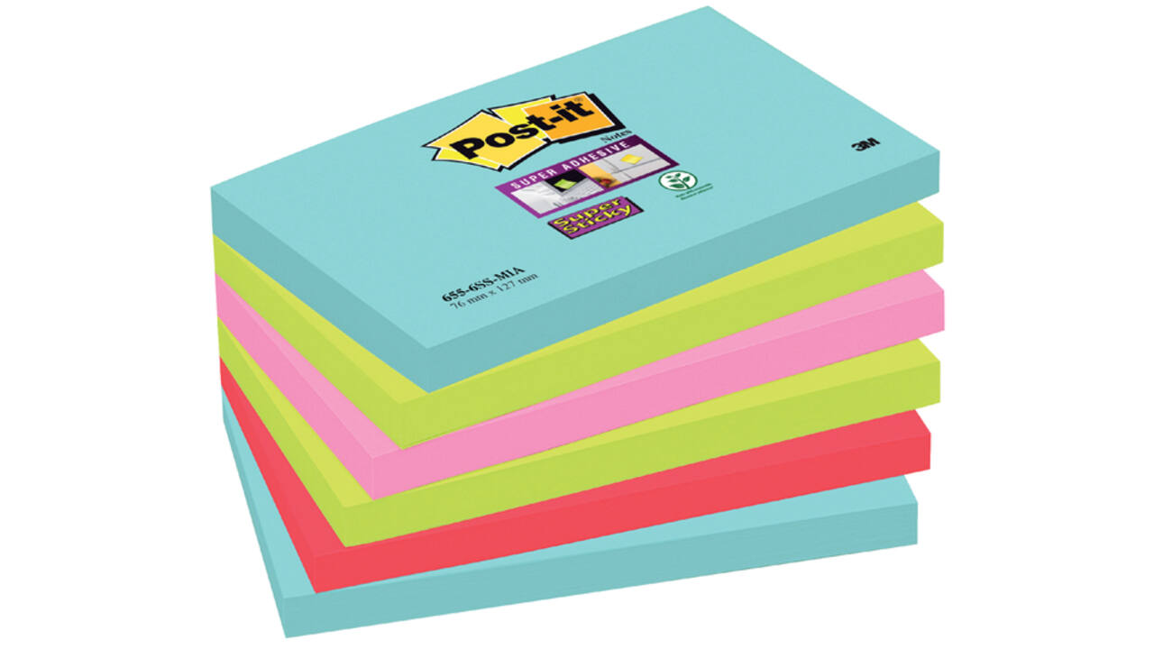 Memoblok Post-it 655 Super Sticky 76x127mm Cosmic 6 stuks