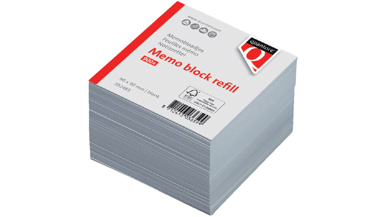 Memoblaadjes Quantore losbladig 90x90x90mm 900 vel