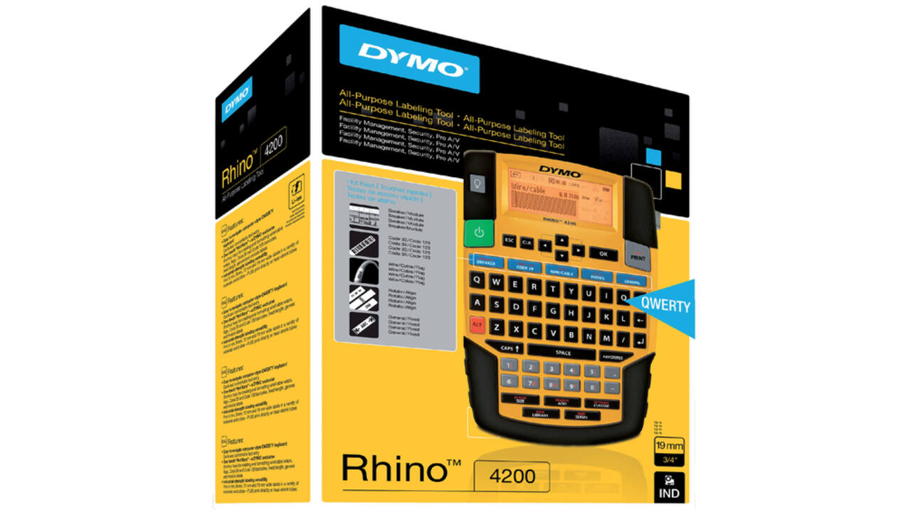 Labelprinter Dymo Rhino 4200 industrieel azerty 19mm geel