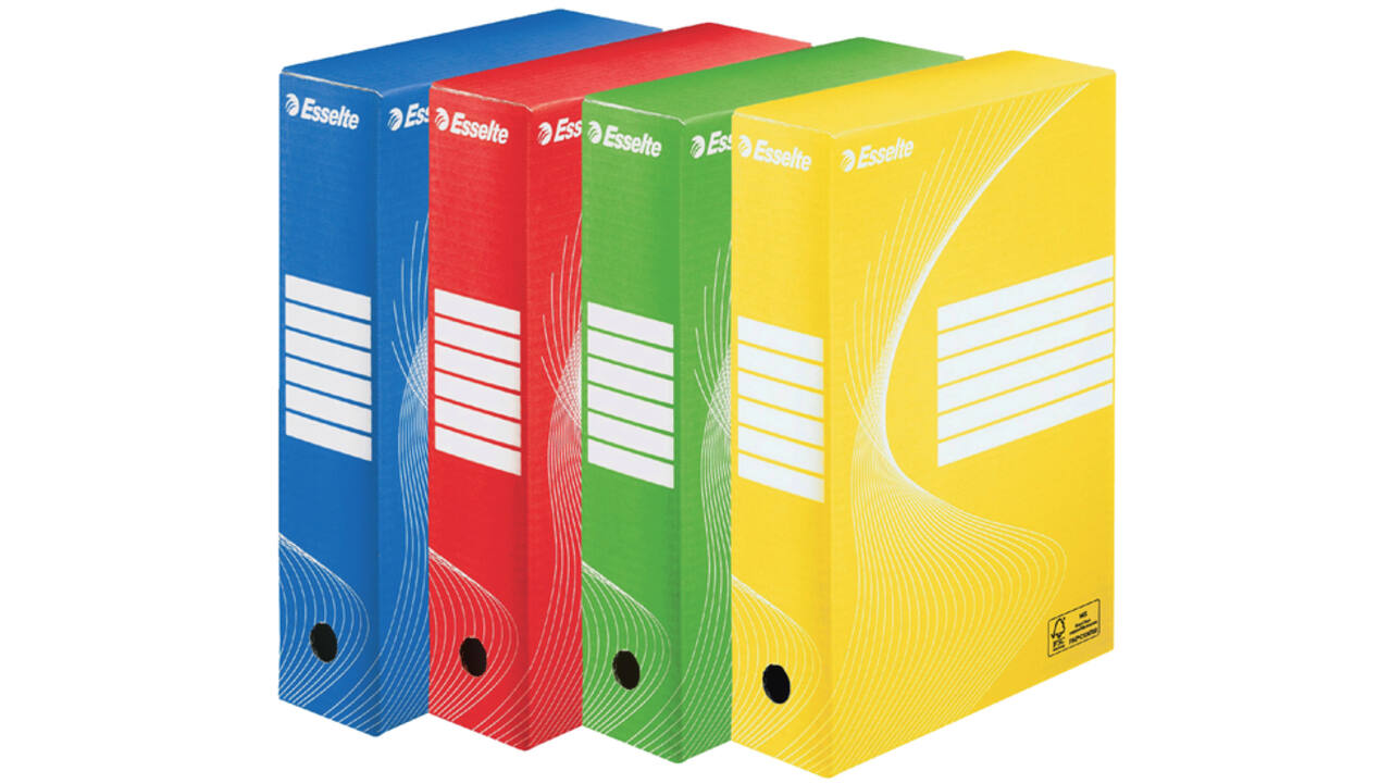 Archiefdoos Esselte Boxycolor 80mm 352x250mm geel
