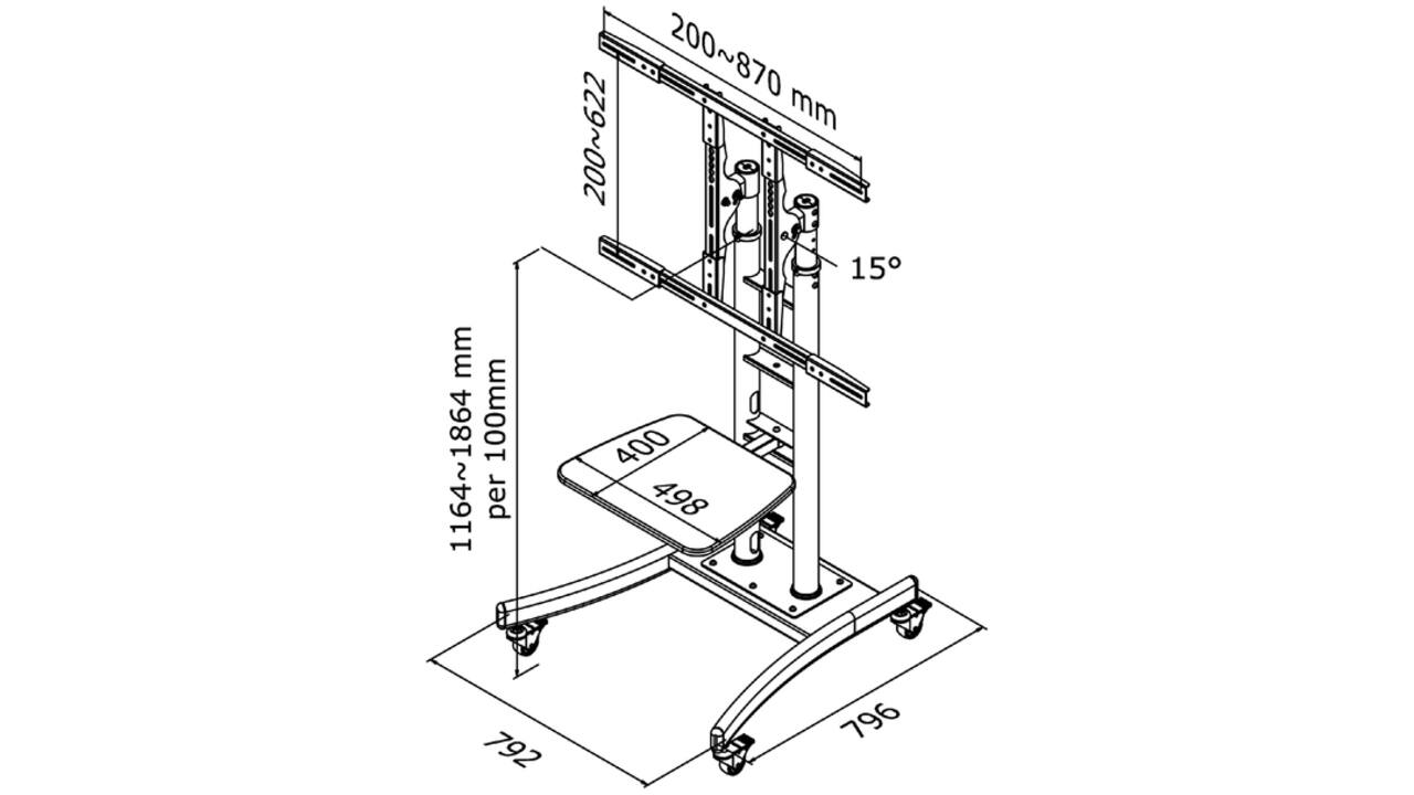 Monitormeubel Neomounts M2000E 37-85" zwart