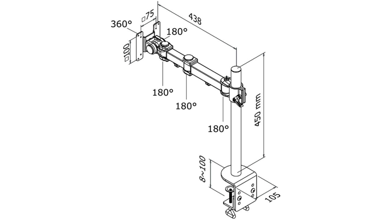 Monitorarm Neomounts D960 10-30" met klem zwart